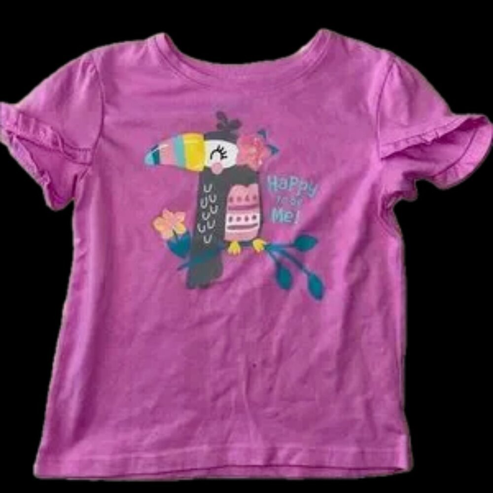 Adorable 5y happy to be me girl pink parrot shirt 👚
